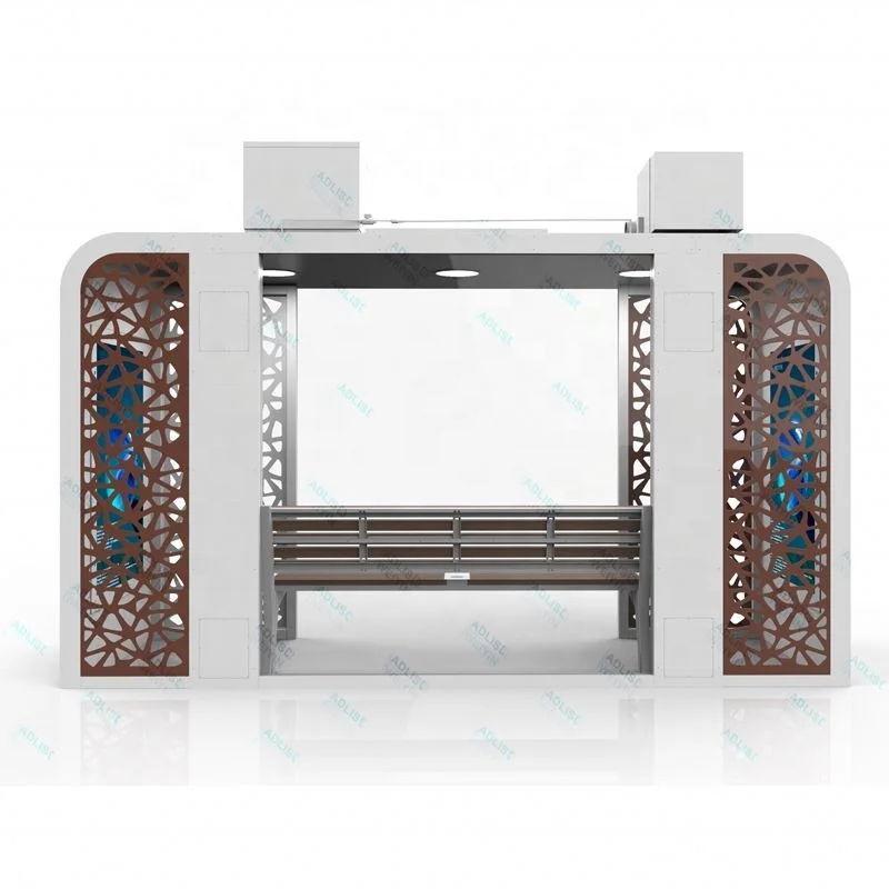 Дубайская уличная алюминиевая автобусная остановка с кондиционером различные спецификации конкурентоспособная цена светодиодный световой короб 12 В силовая сталь