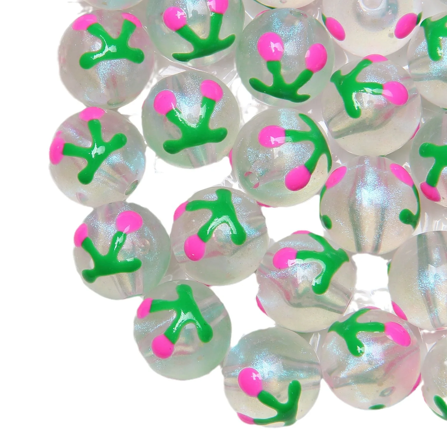 miaobei 16MM luminous starry painted beaded diy pure hand-painted beads loose DIY mobile phone chain bracelet accessor