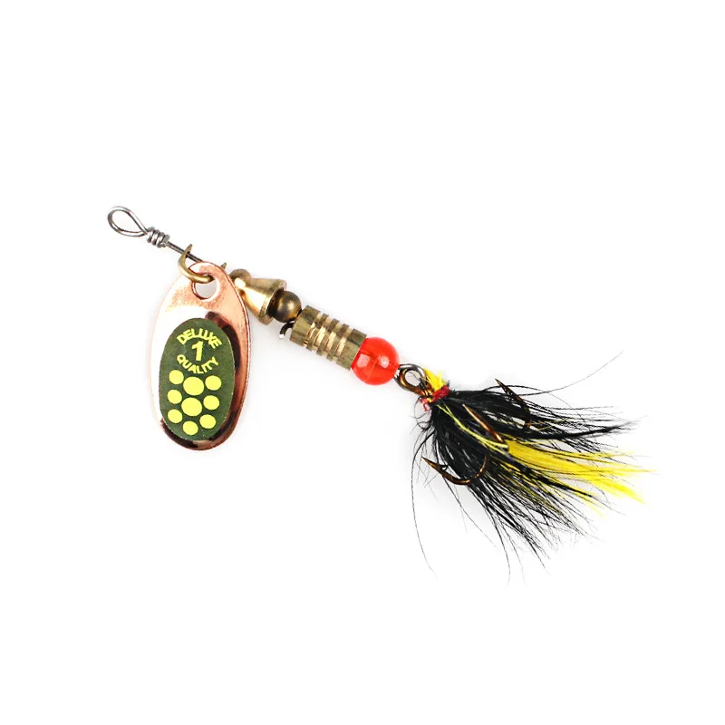 Fishing spinner 3g4g5g metal spoon painted bait lure tail freshwaters spinners with feather french blade