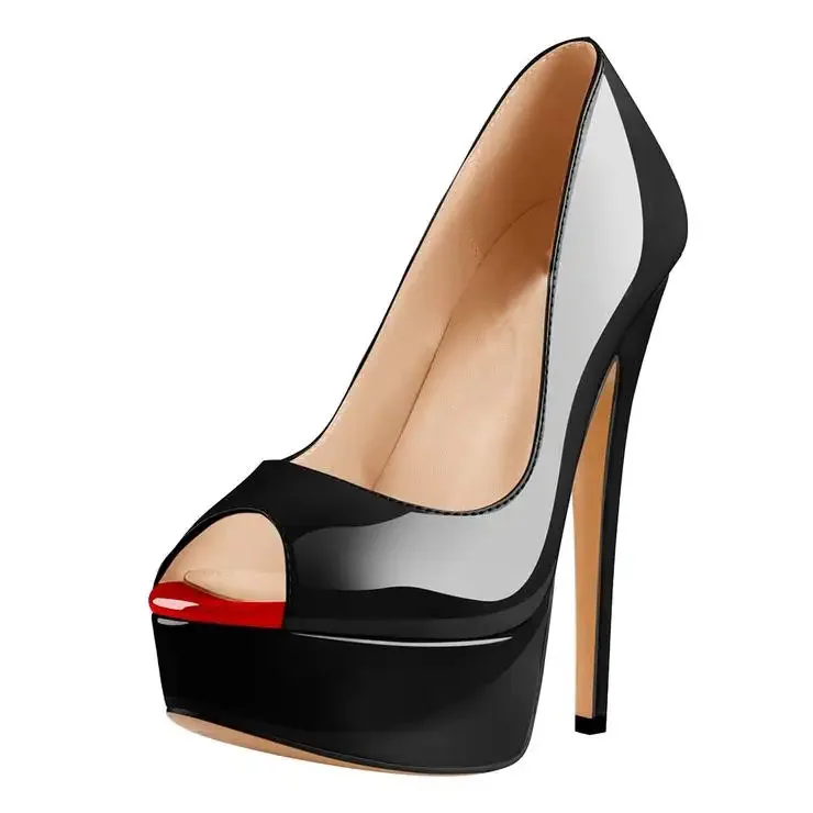 Dropshipping Custom Design Peep Toe Platform Stiletto High Heel Slip On Women Pumps hot sell