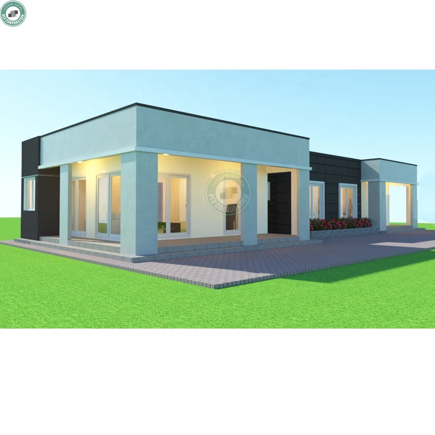 150sqm Steel Structure Prefab House 3 Bedroom with 3 Bathroom 125mm Concrete Wall Well Insulated House Built in Chile