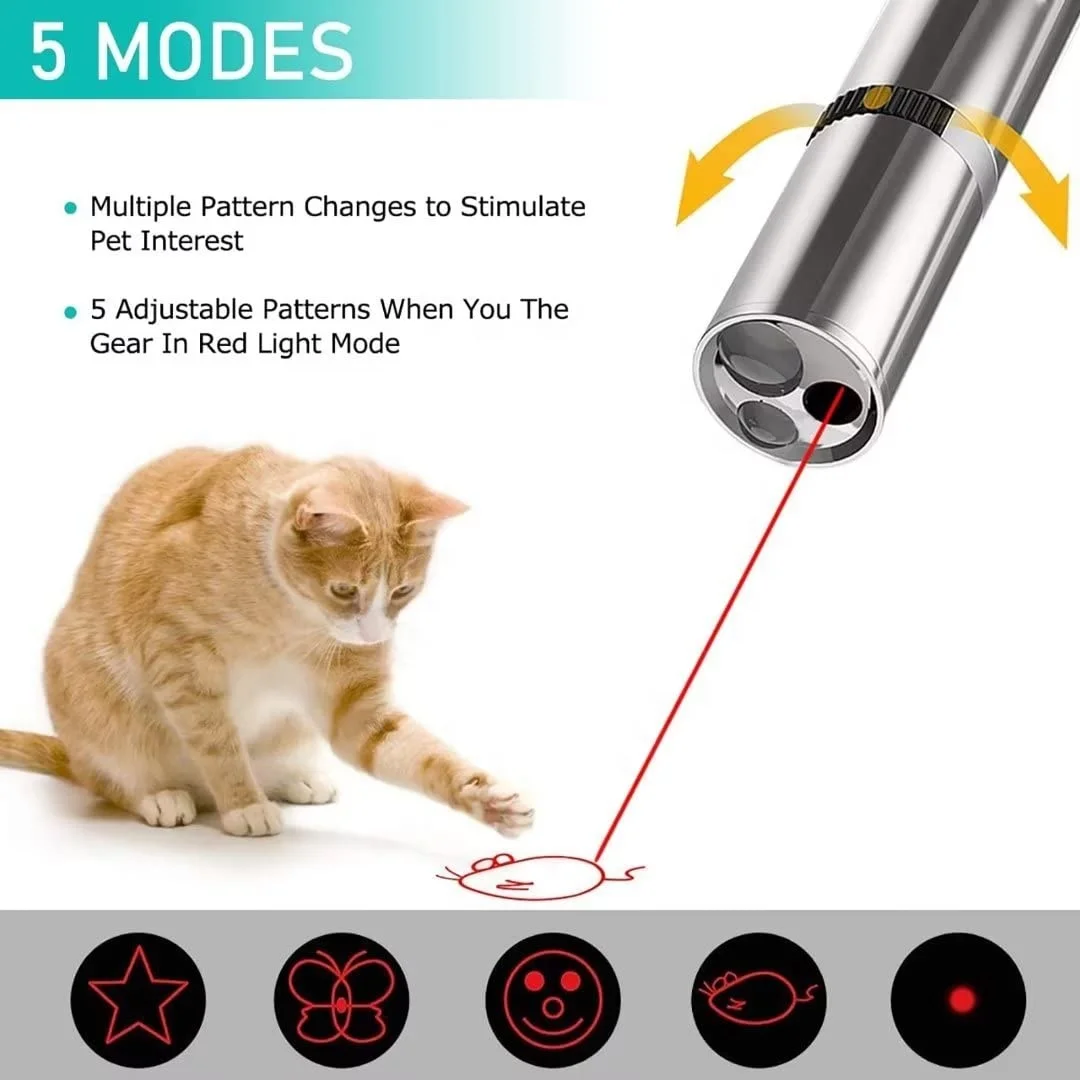 Игрушка кошка лазерная указка с 5 регулируемыми узорами USB подзарядка лазер дальнего действия и 3 режима обучения интерактивная игрушка