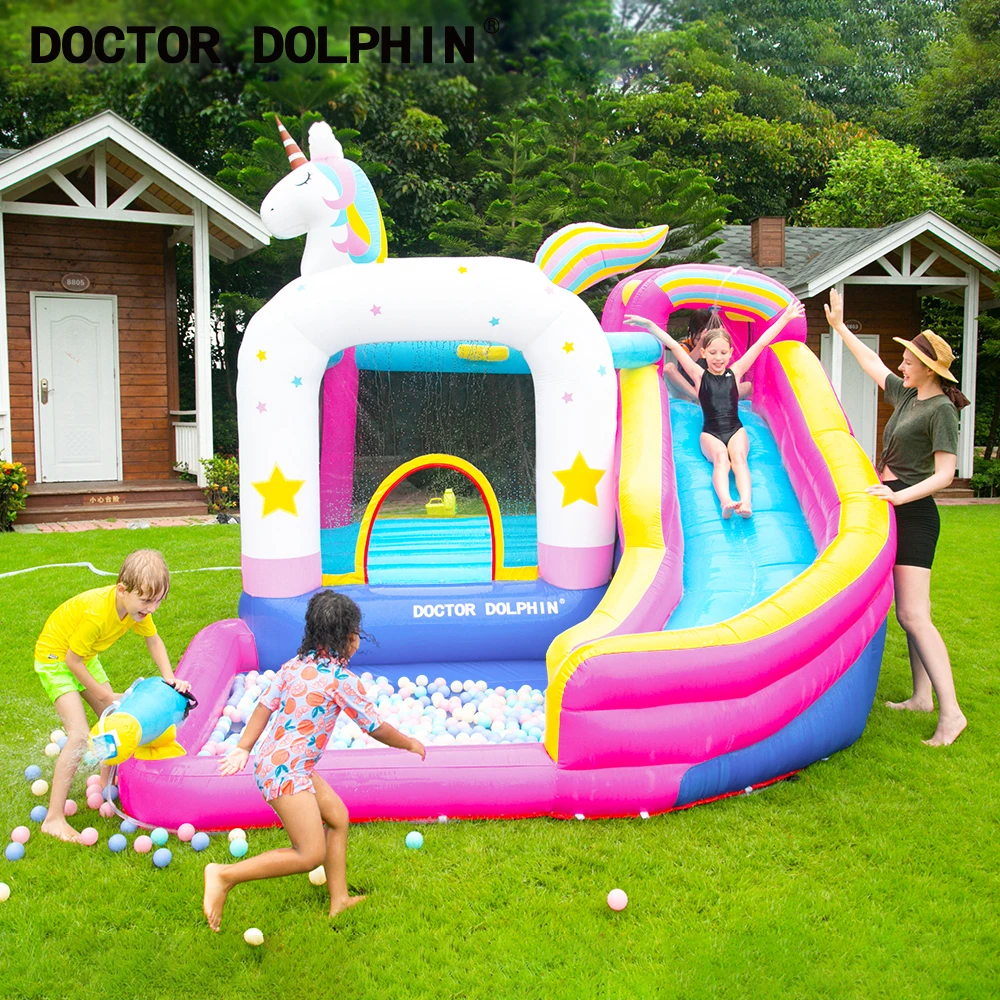 Outdoor Playground Home Use Inflatable Unicorn Bouncy Castle Jumping Bouncer  House with Slide Inflatable Toys for Kids