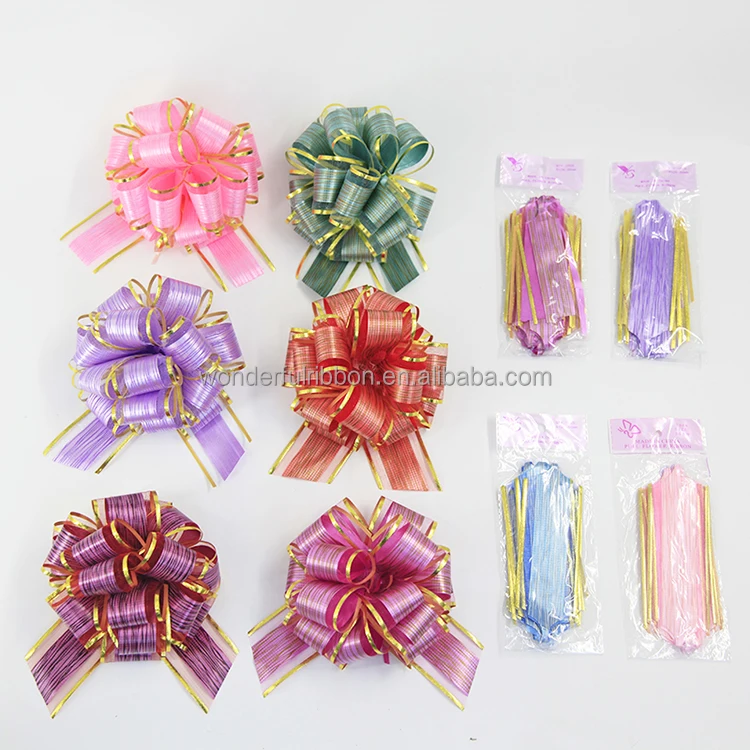 Big Colorful Plastic Ribbon Bows for Wedding and Party Car Decorations for Christmas Flower Wrapping and Gift Pull Bow Ribbon