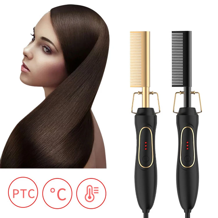 
Wholesale Electric Hot Comb Copper Coil Hair Straightener Personal Wigs Straight Hair Comb Hair Straightener Brush 