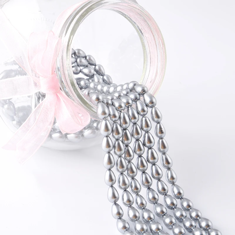 Wholesale Glass Teardrop Pearl Beads For Jewelry Making, Imitation Drop Pearls Loose Ivory Glass Pearl Beads