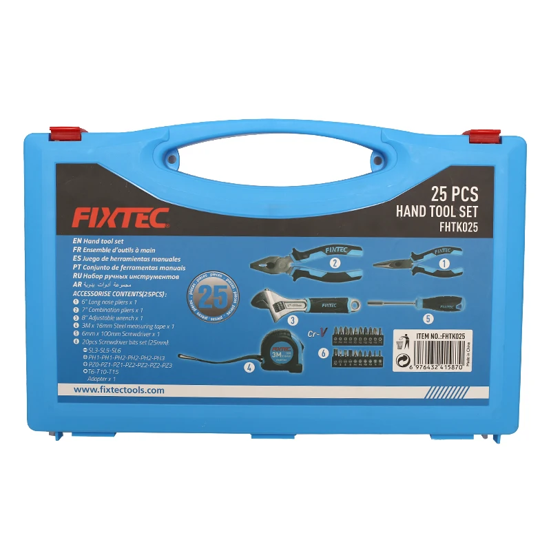 FIXTEC Combination DIY Tool Set Household Ratchet Wrench Multifunction 25PCS Socket Wrench Hand Tools Set