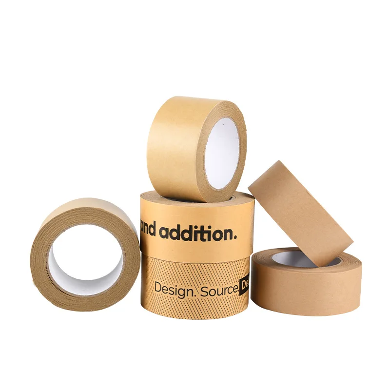 Custom Printed Logo Water Activated Gummed Reinforced Self Adhesive Packing Kraft Paper Tape