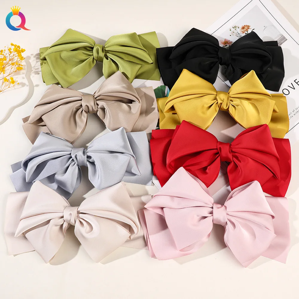 QIYUE Oversized bowknot hair clip ribbon spring clip wholesale high-end sense clip Hair Accessories