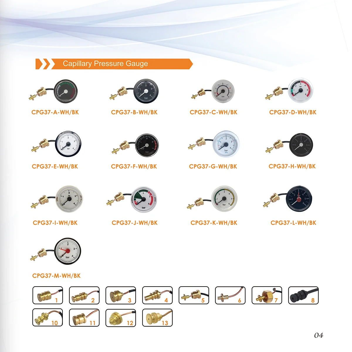 CPG-TP52-BK Capillary Pressure Gauge for Gas Boiler
