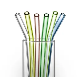 Straight and Bent Food Grade Reusable Drinking Borosilicate Glass Straw
