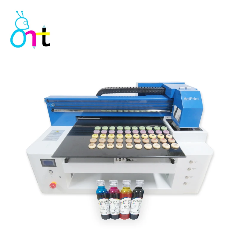 Hot Product A2 size flatbed food printer candy chocolate macarons selfie coffee printer 6 color Edible ink printing machine