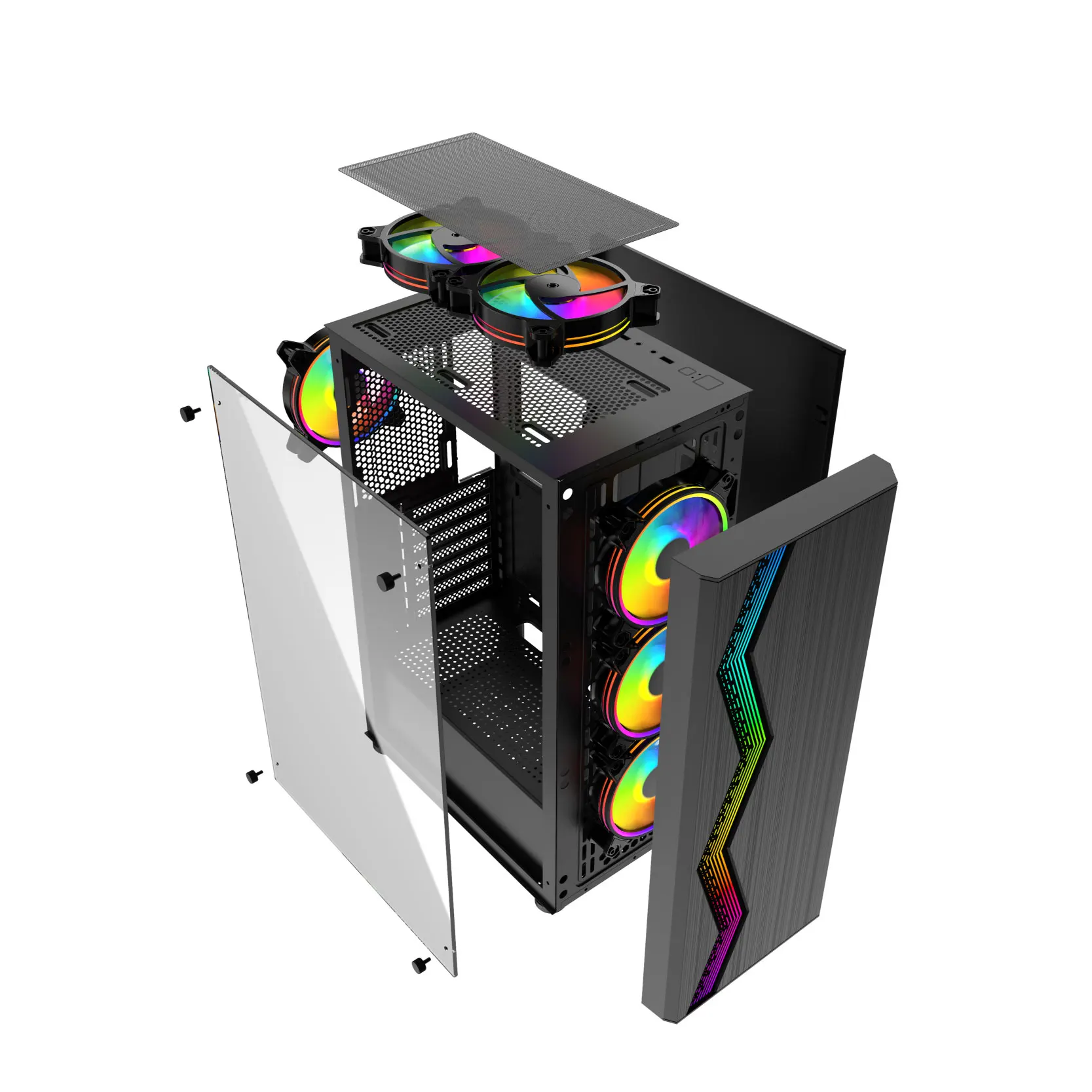 OEM ATX MID Tower PC игровой корпус из закаленного стекла, боковая панель, система управления кабелем, водяное охлаждение, черный