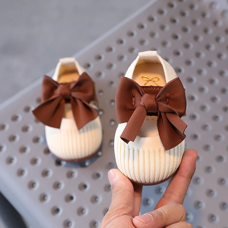 2024 Hot Selling High Quality Mary Jane Style Toddler Girl Shoes Cute Bowknot 1-3 Years Flat Anti-slip Crib Shoes