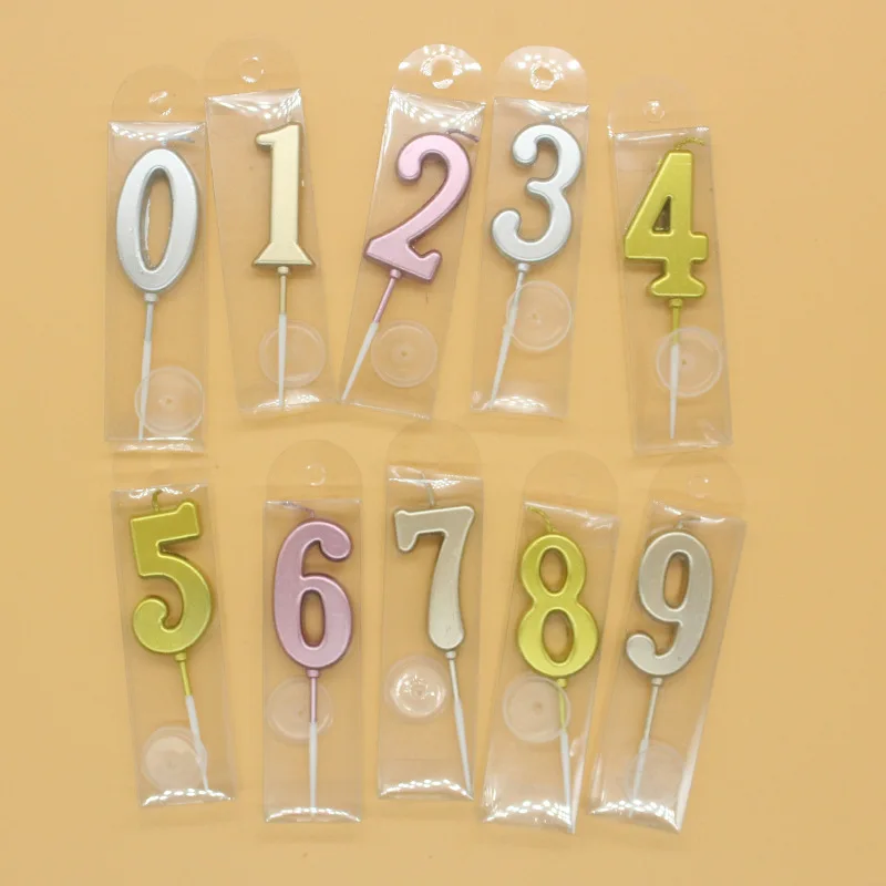 Digital Candle 0-9 Gold Smokeless Creative Birthday Party Gold Cake Number 0 to 9 Candle