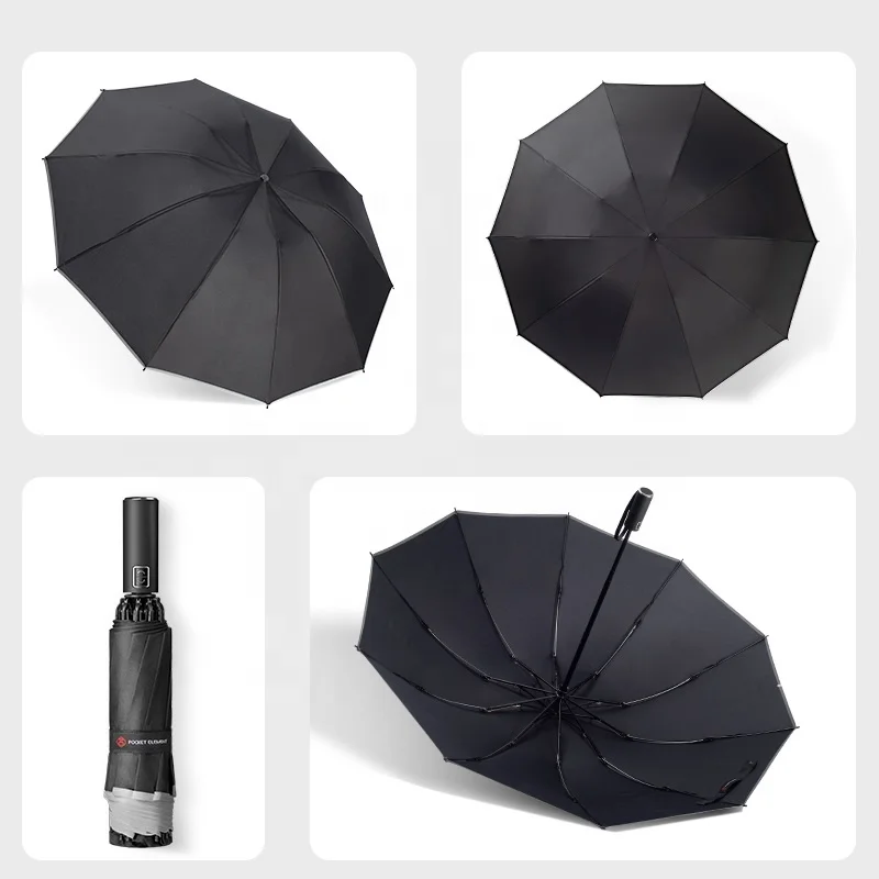 Automatic Led Flashlight Reverse Umbrella Edging Reflective Business Umbrella Custom Logo Advertising