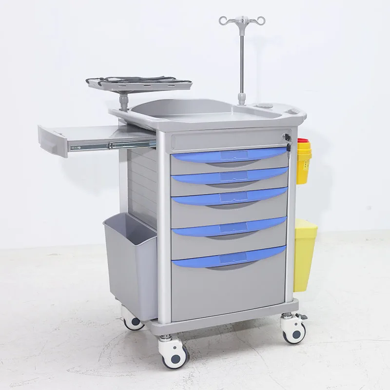 Multifunction Hospital Furniture Medical Drug Delivery Emergency Trolley Plastic Steel Rescue Vehicle Medical Trolley