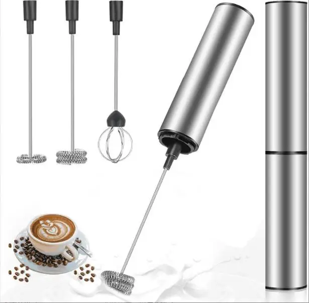 Amazon Hot sales 3PCS Handheld Battery Operated coffee Mixer Milk Frother with Single Spring Whisk Head
