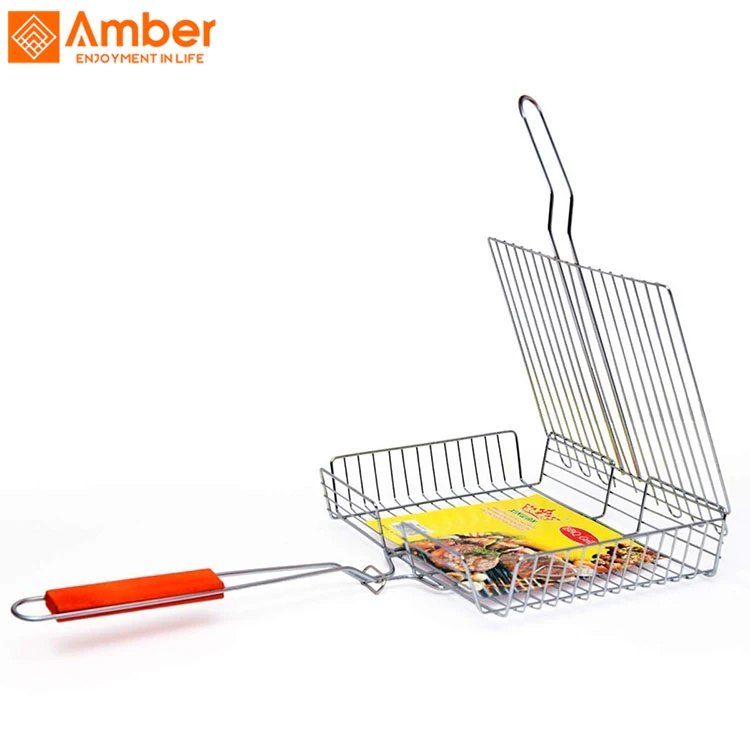 
 Легко Очищаемый антипригарный гриль из нержавеющей стали 304 с золотой сеткой и лотком для барбекю для овощей и рыбного стейка  