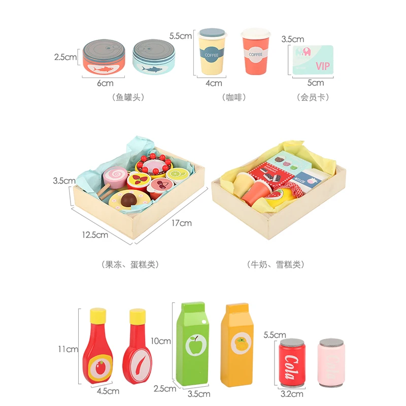 Wholesale Pretend Play Toy Kids Shopping Cart Set  Kitchen Market Shop Simulation Shop Car Toys