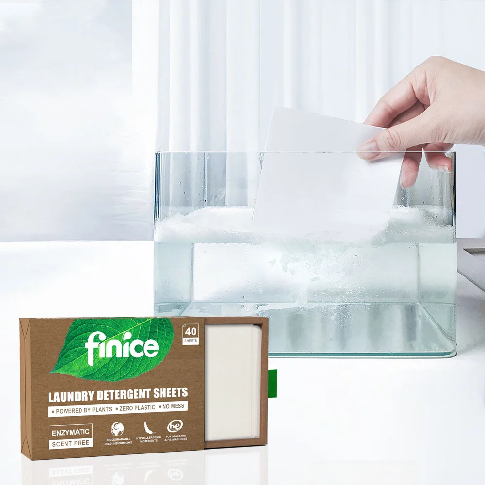 Finice Eco- Friend Soap Paper Cleaning Tablet Laundry Tablets Quick Dissolve Clean Detergent Sheets