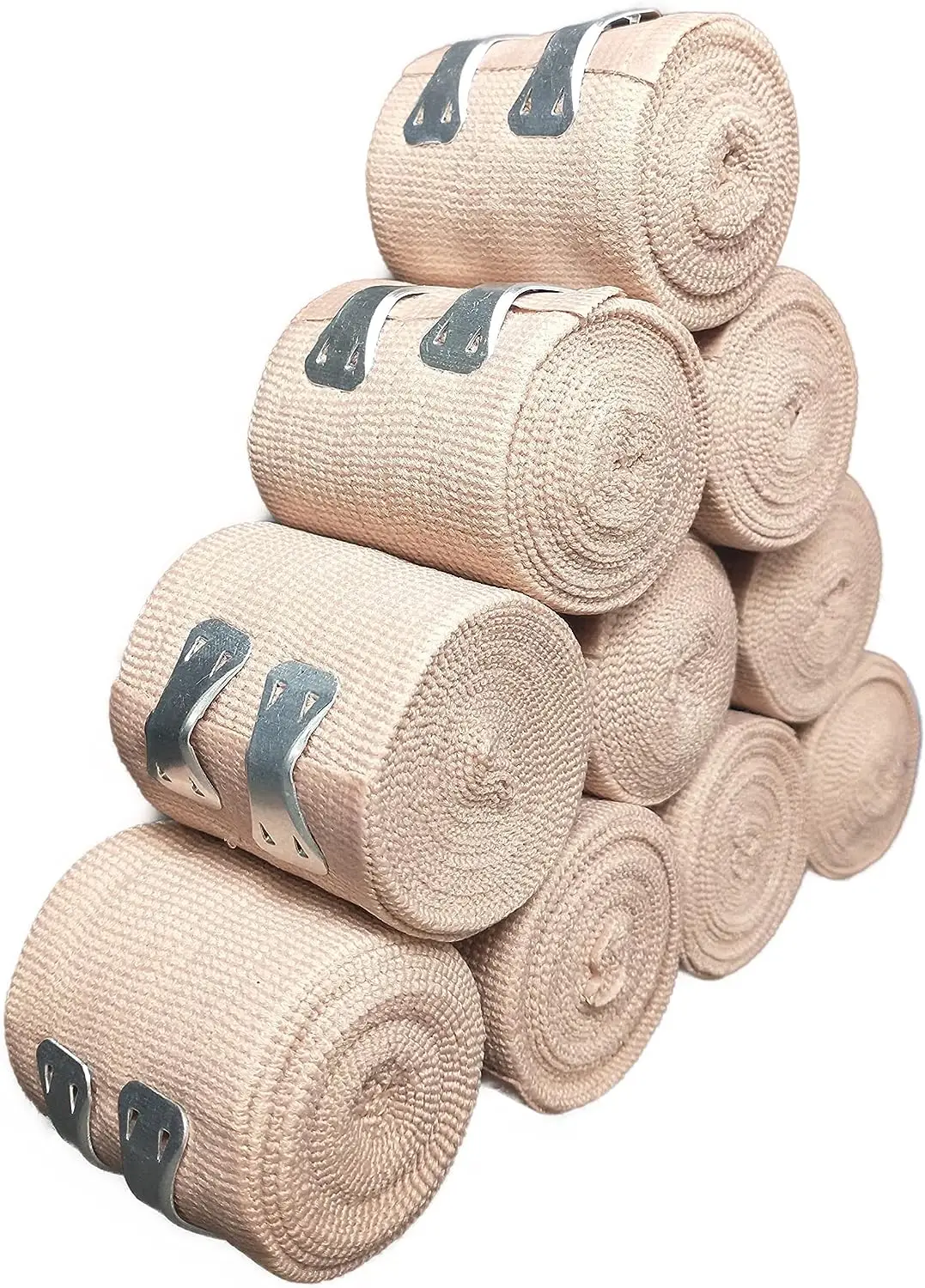 Premium Elastic Bandage Wrap - 12 Extra Clips - Strong Compression Bandage Wrap for Wrist, Ankle, Foot, Knee Wrap