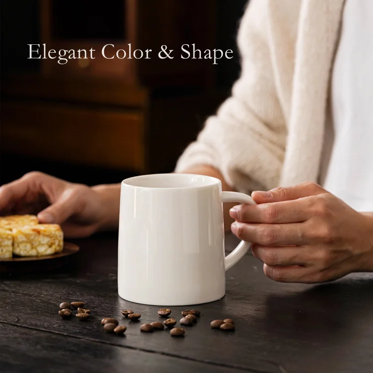 Customized Logo 12oz Modern Nordic Elegant Luxury White Ceramic Coffee Mug Porcelain