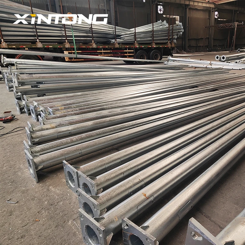 XINTONG 12meter Double Arm Solar Street Light Galvanized Pole Price 5m 10m 15m