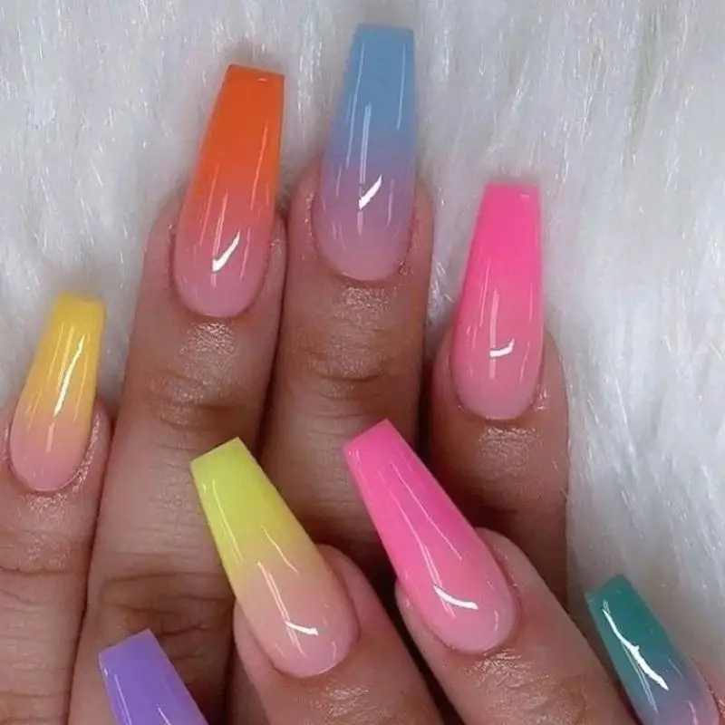 Wholesale Price Long Ballerina Coffin Nails Art OEM Press On Nails long lasting Customized Artificial Nails for girls