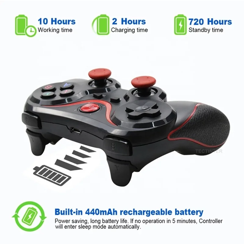 T3 X3 wireless gaming controller PC Game Controller Support Blue tooth BT3.0 Joystick For Mobile Phone Tablet TV Box Holder