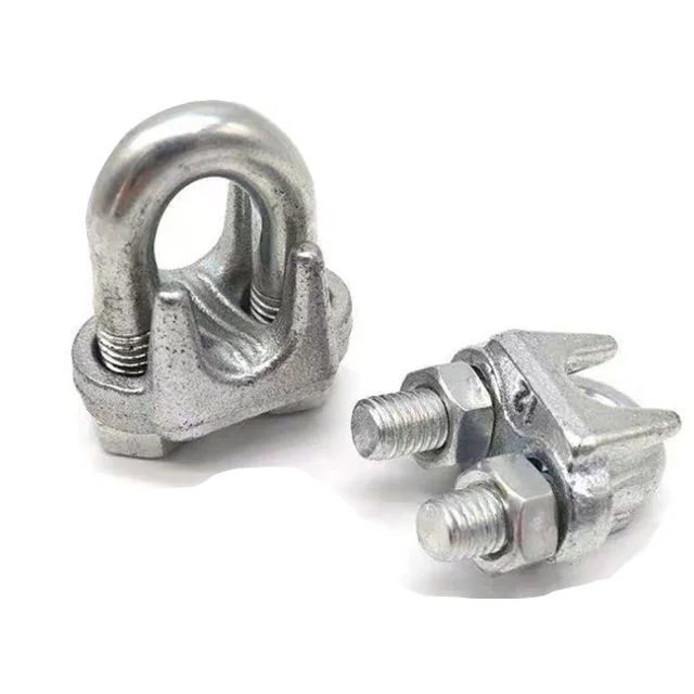Heavy duty type adjustable wire rope cross loop clamp M18 size Galvanized steel DIN 741 Malleable for wire rope fitting