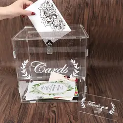 OurWarm 25.5*23*26cm Wedding Anniversary Baby Shower Decoration Acrylic Clear Wedding Card Box with Lock