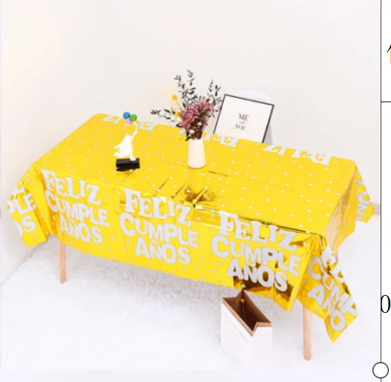 Customized Aluminum Film Printed tablecloth Rectangle Disposable Waterproof Birthday tablecloth Wedding
