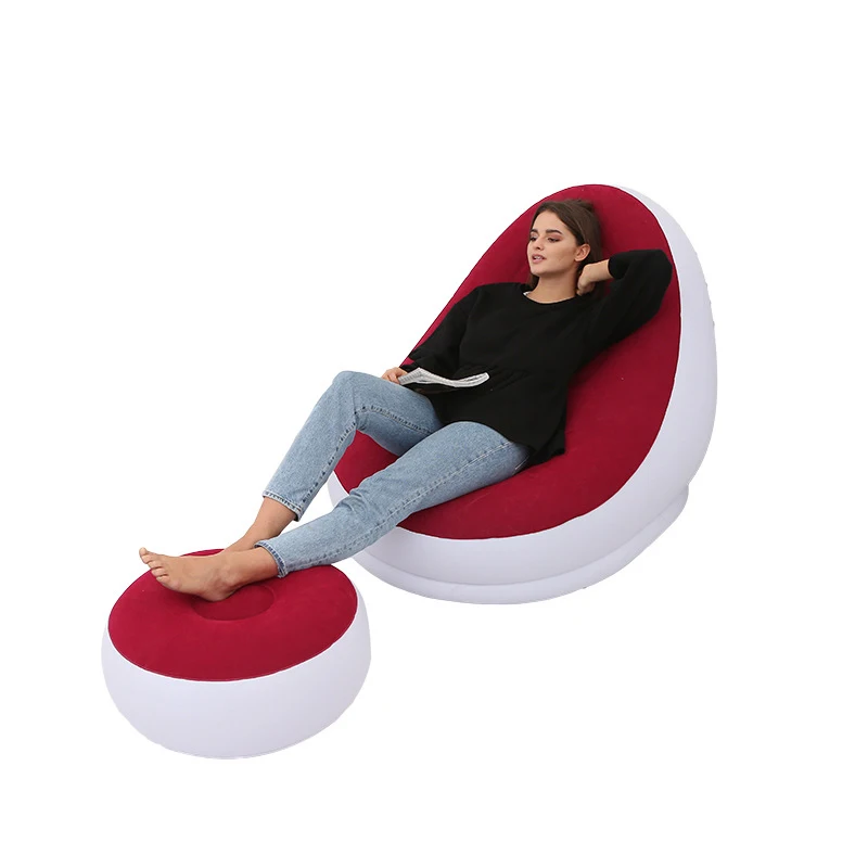 Comfort Flocking Inflatable Lounge Air Sofa Chair Couch Folding PVC Inflatable Chairs And Sofas Inflatable Recline Sofa
