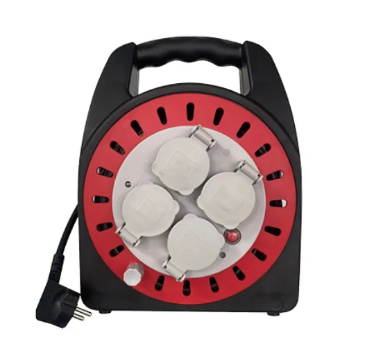Best Sale 3 Way Multi- Sockets  Retractable plastic 0- 25m Extension Cable Reel Drum