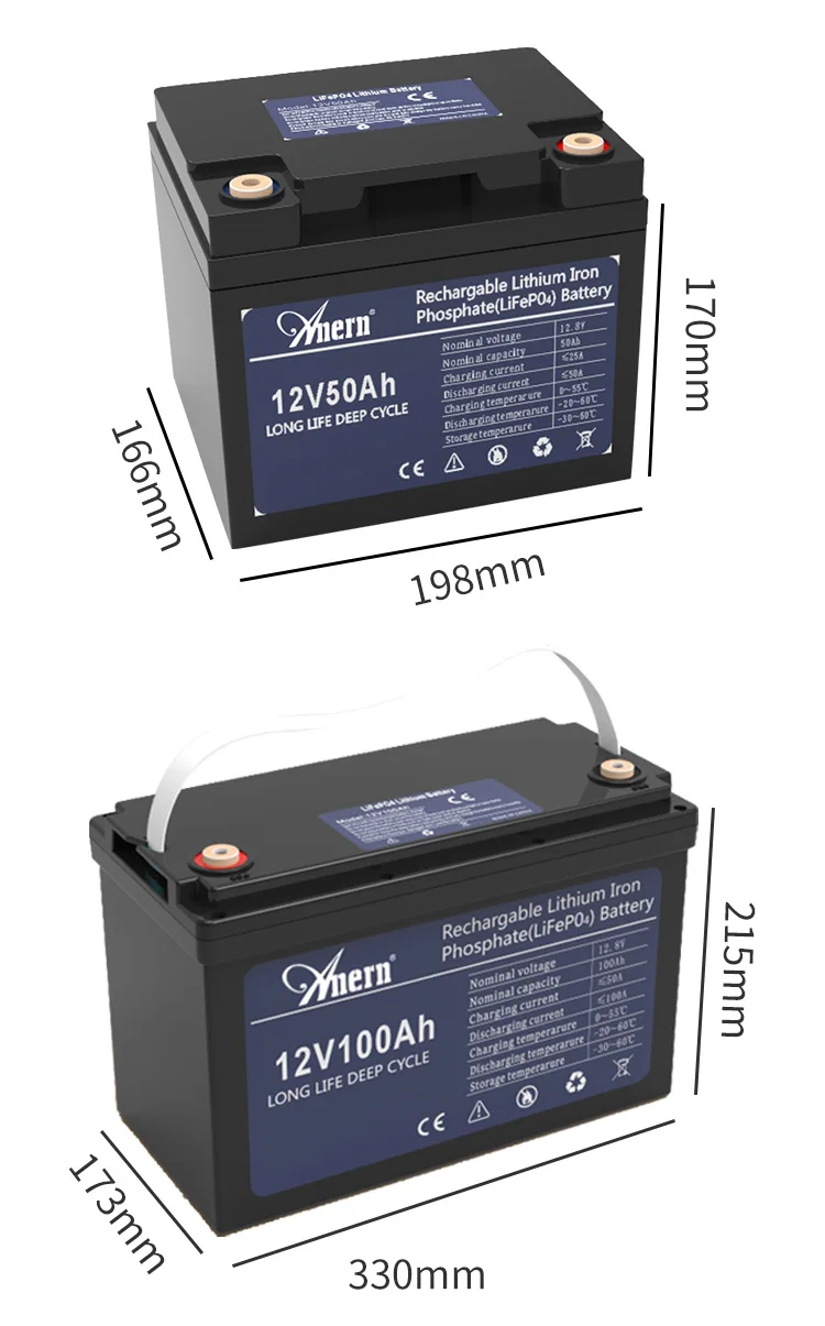 Anern high capacity lithium battery 200 amp lifepo4 lithium battery 12 volt