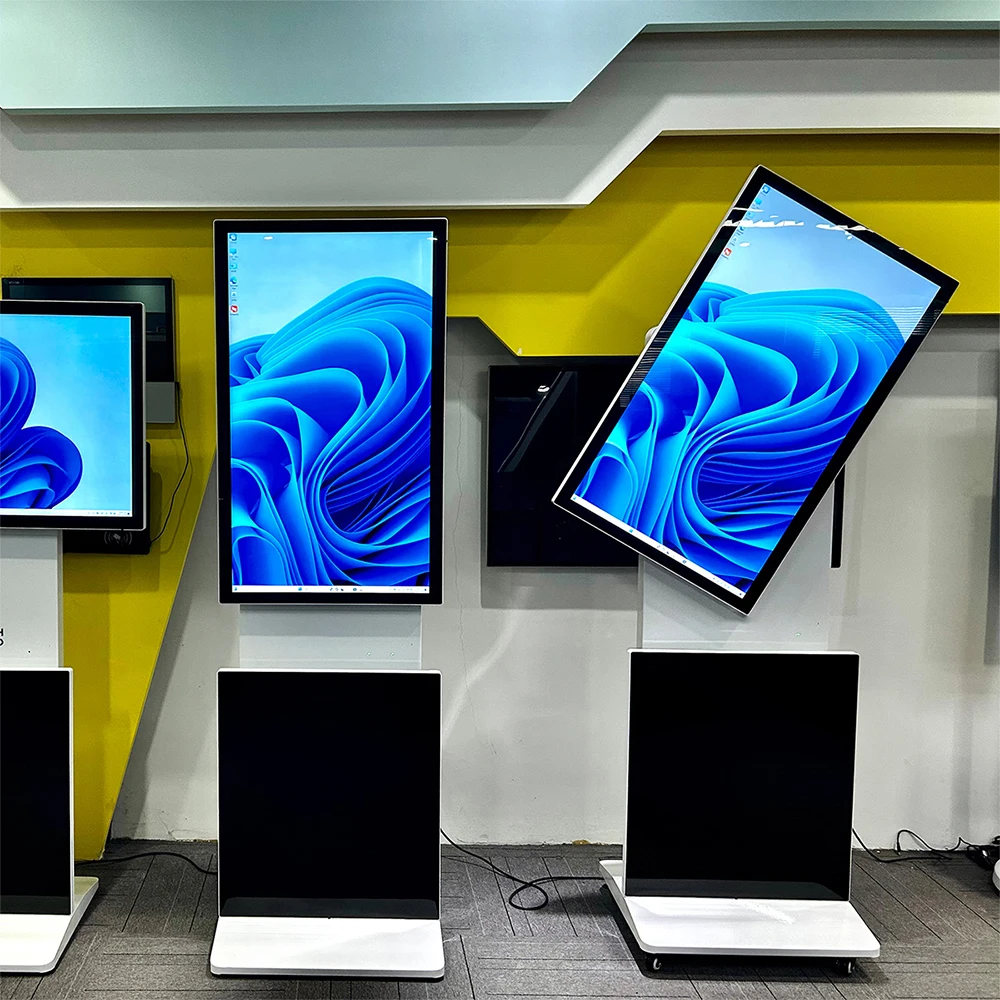 43 inch Rotating floor standing vertical advertising digital signage screen totem standalone lcd display touch screen Window