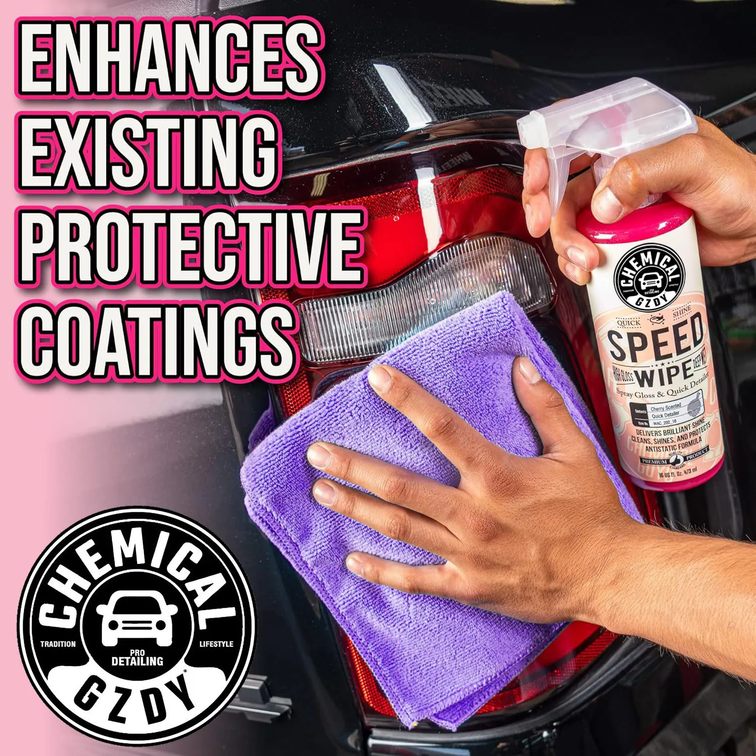 NEW BRAND Speed Wipe Quick Detailer, Safe for Cars, Trucks, SUVs, Motorcycles, RVs & More, 16 fl oz, Cherry Scent