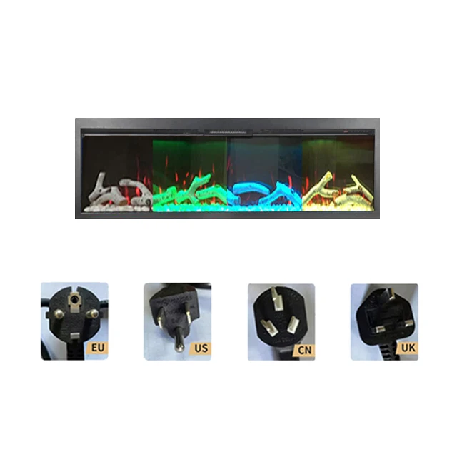 Домашний Встроенный плоский реалистичный электрический камин со светодиодной подсветкой и эффектом пламени без нагрева электрические