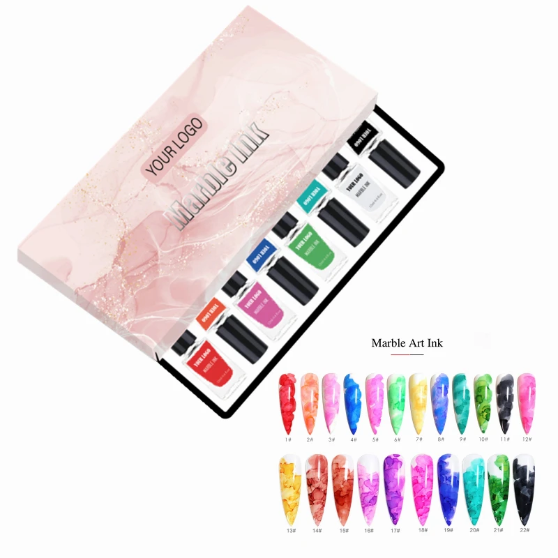 Create your own brand nail art salon Marble Watercolor Ink colors blooming gel polish kit  for nail art design