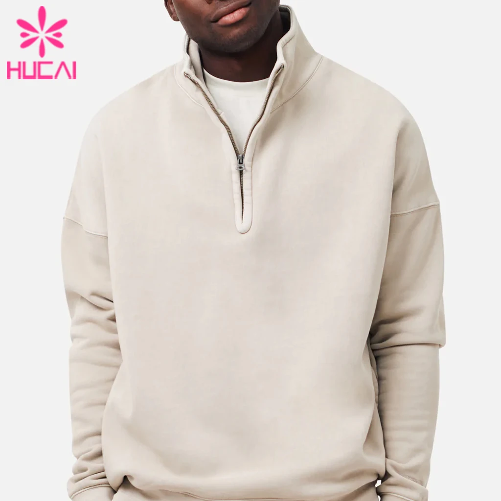 Custom Wholesale Manufacturer Casual Wear Half Zip Think Heavyweight Sweatshirt For Men