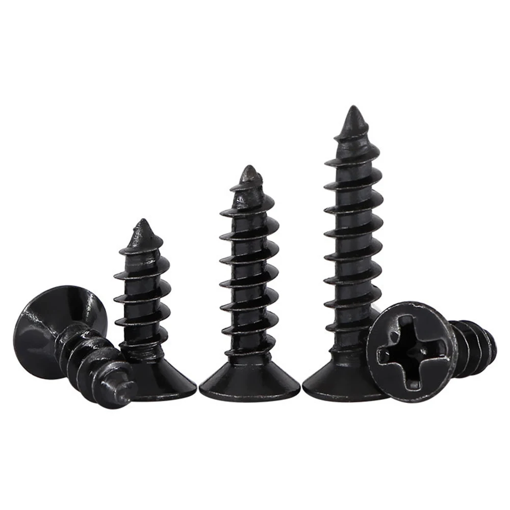 Carbon Steel Galvanized Black Philip Cross Recessed Flat Countersunk Head Self Tapping Wood Screws