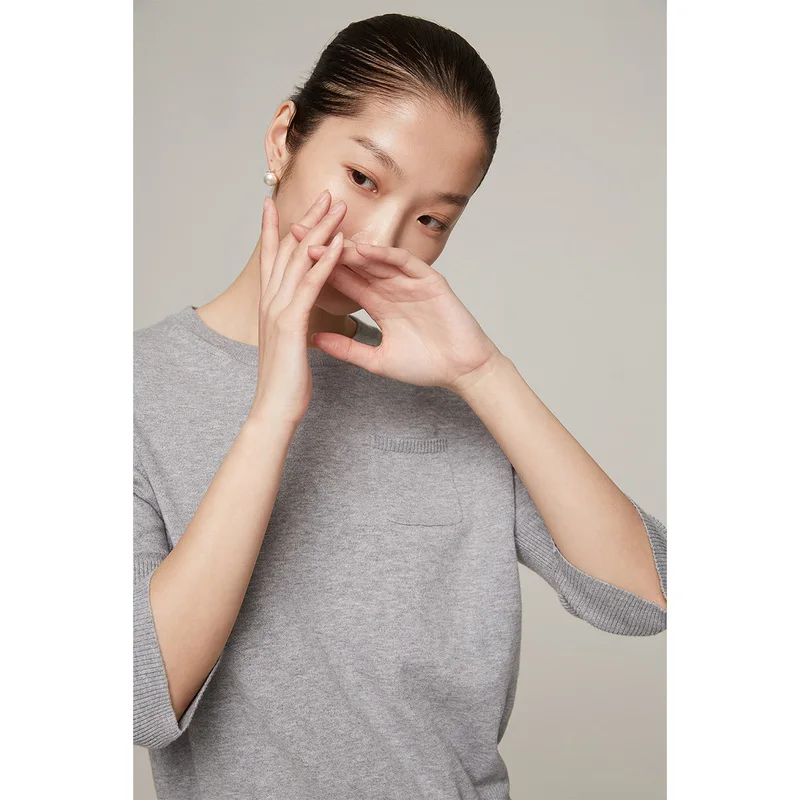 
naivee spring series knitted women top half sleeve 100% cotton for ladies 