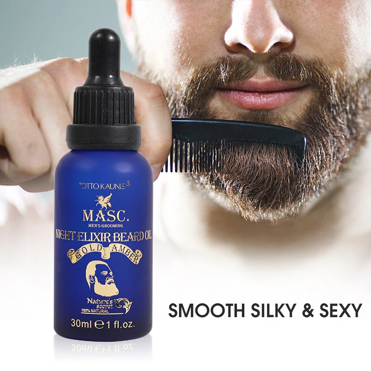Wholesale Men Nourish Mustache Oil 30ml Castor Oil Night Beard Oil Private Label Smooth Silky Beard Kit  For Men Grooming Care