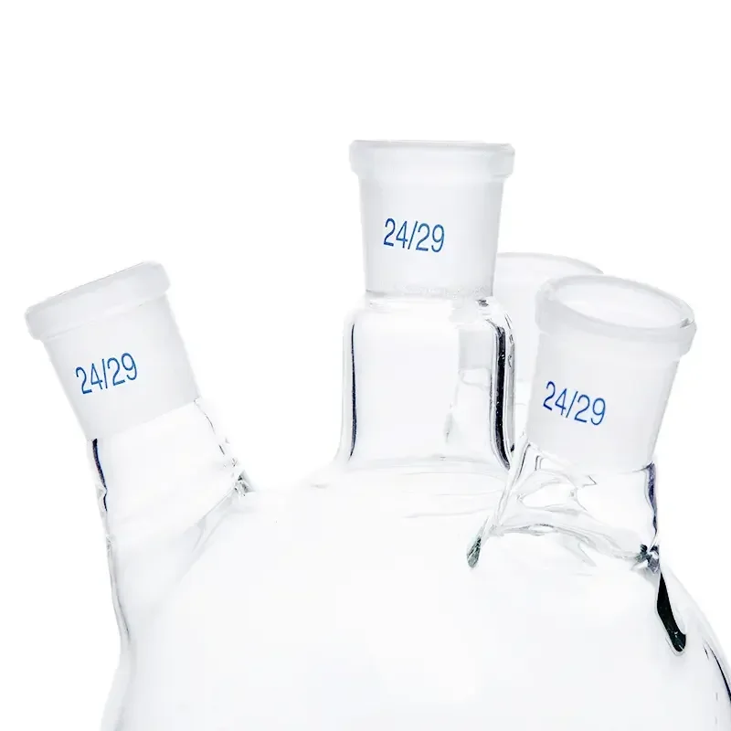 Лабораторная поставка колба из боросиликатного стекла 500 мл с четырьмя горлышками стандартная для кипения во рту