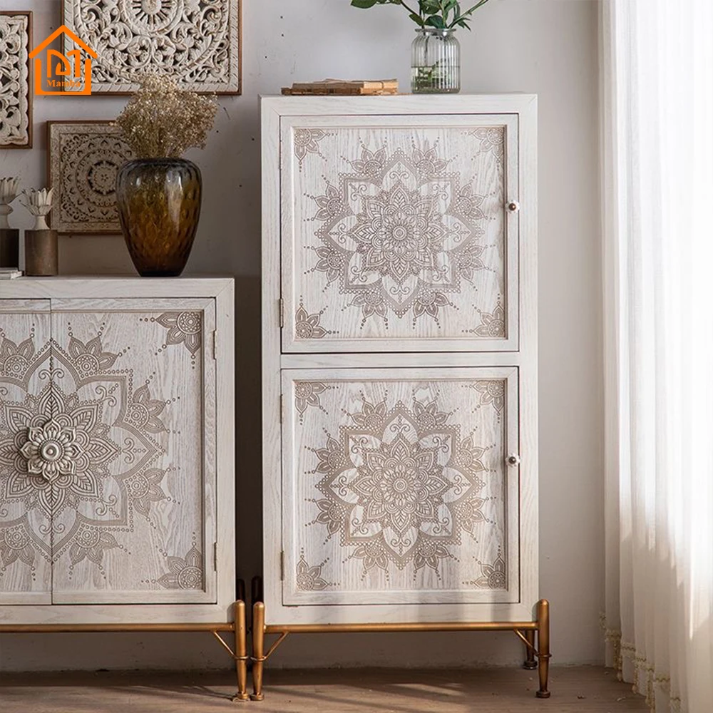 2024 French Nordic Natural Wooden Bedroom Furniture Bed Side Table Solid Pine Wood Nightstand