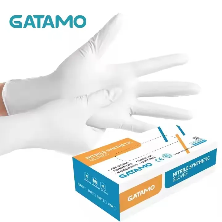BG7  White industrial desechables guantes de trabajo de nitrilo vinyl nitrile gloves powder free disposable nitrile blend gloves