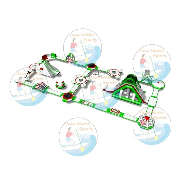 Asia TUV new design aqua water park island inflatable water float park for commercial