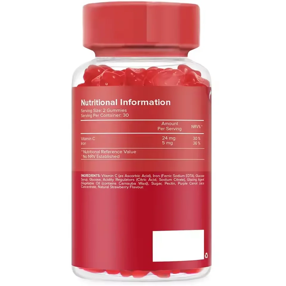 OEM private label Iron Gummies Vitamin C High Strength Iron Supplement Vegan Calcium Iron Zinc Selenium Gummies