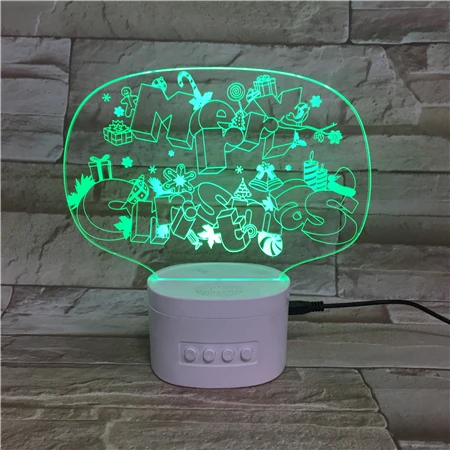 
Newest Acrylic Gifts Rechargeable Wireless Speaker Night Light Lamp Touch Control Merry Christmas 3D LED Night Light 